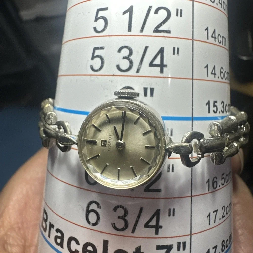 Working VTG Tissot Ladies 10K RGB Silver watch 16mm Manual Wind Fit 6in Rare Run